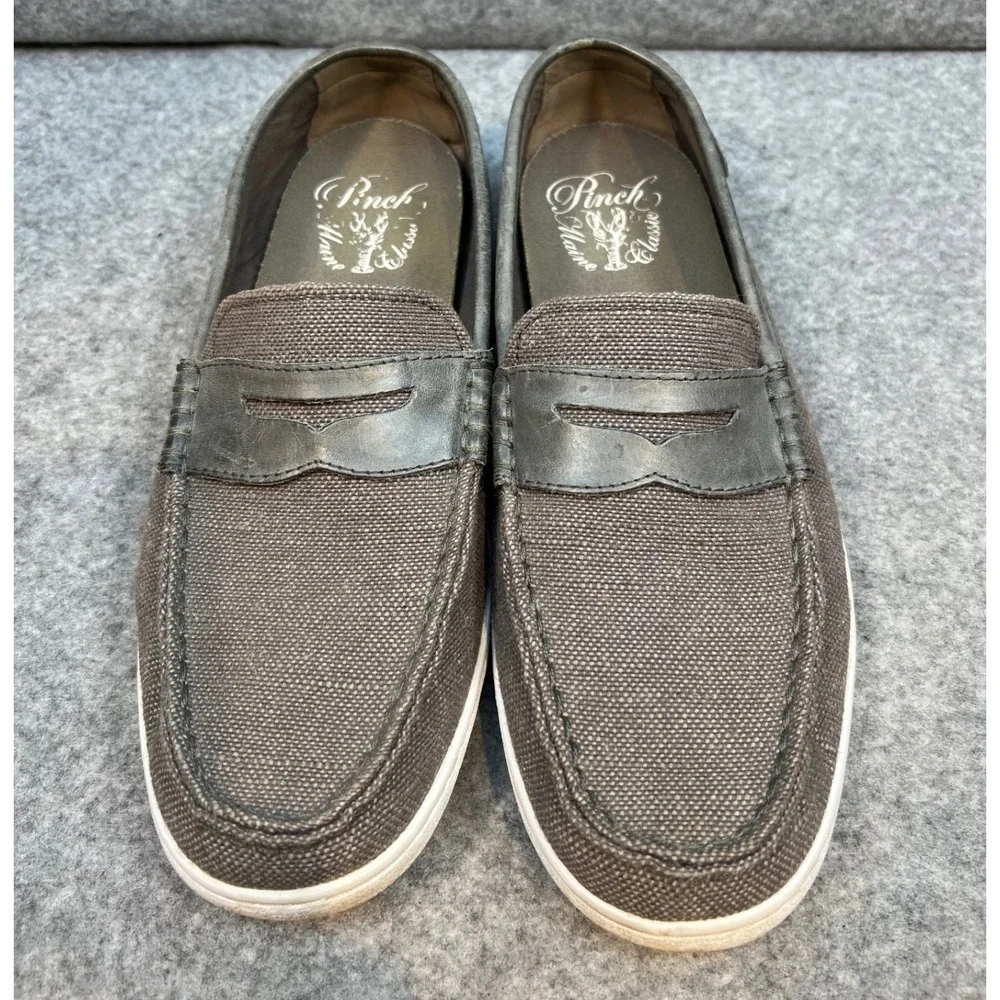 Cole Haan Pinch Maine Classic Loafers Men's Gray Canvas Leather Penny Loafers 10